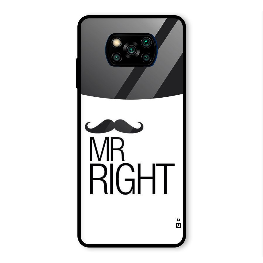 Mr. Right Moustache Glass Back Case for Poco X3 Pro
