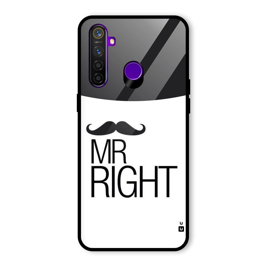 Mr. Right Moustache Glass Back Case for Realme 5 Pro