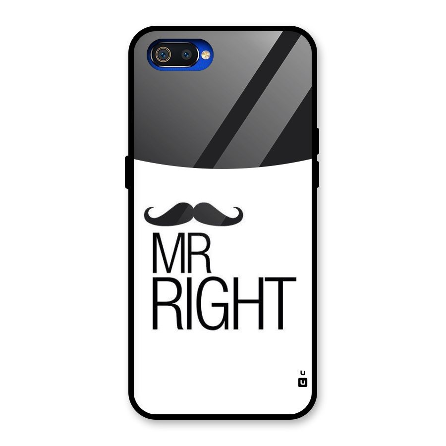 Mr. Right Moustache Glass Back Case for Realme C2