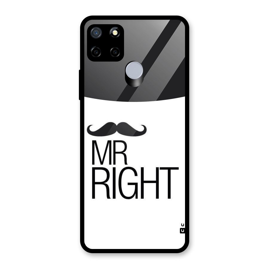 Mr. Right Moustache Glass Back Case for Realme Narzo 20
