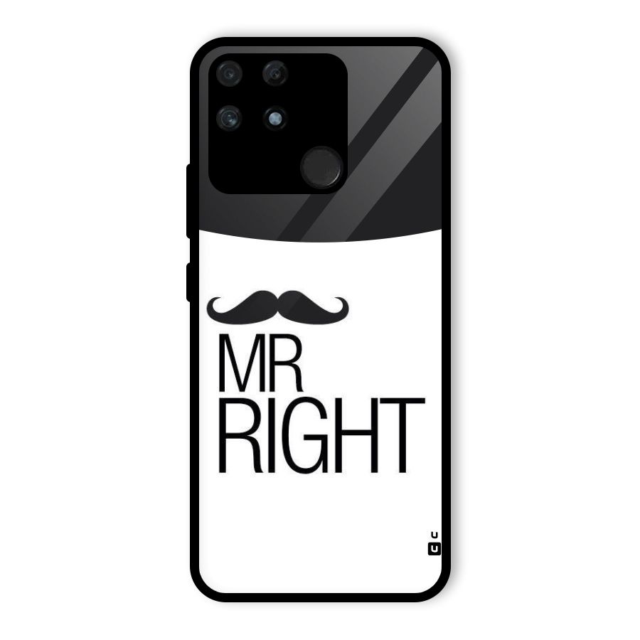 Mr. Right Moustache Glass Back Case for Realme Narzo 50A