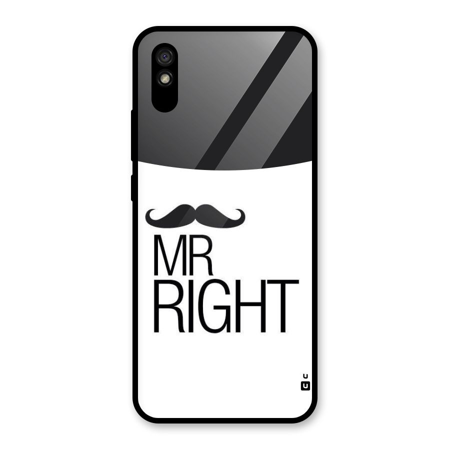 Mr. Right Moustache Glass Back Case for Redmi 9A