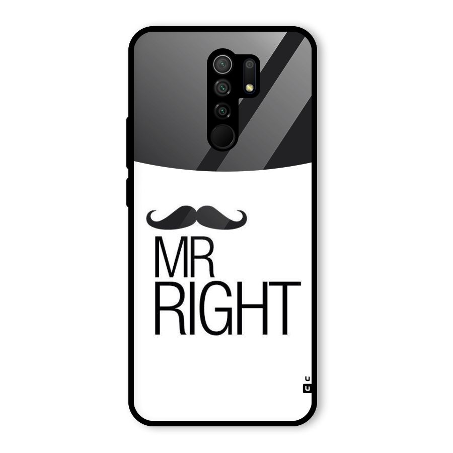 Mr. Right Moustache Glass Back Case for Redmi 9 Prime