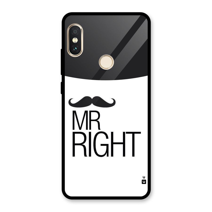 Mr. Right Moustache Glass Back Case for Redmi Note 5 Pro