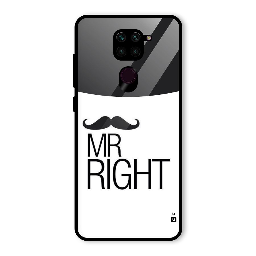 Mr. Right Moustache Glass Back Case for Redmi Note 9
