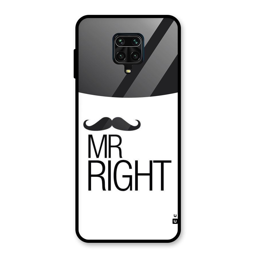 Mr. Right Moustache Glass Back Case for Redmi Note 9 Pro
