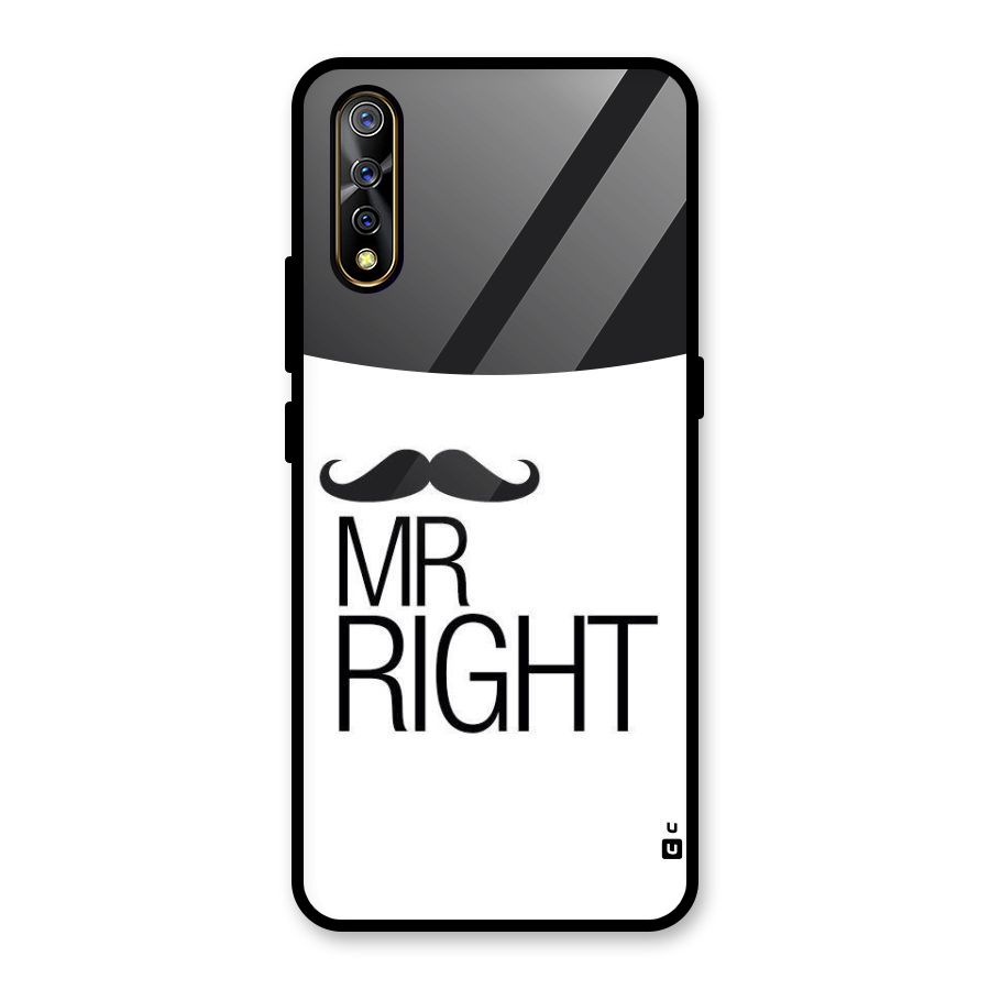 Mr. Right Moustache Glass Back Case for Vivo S1