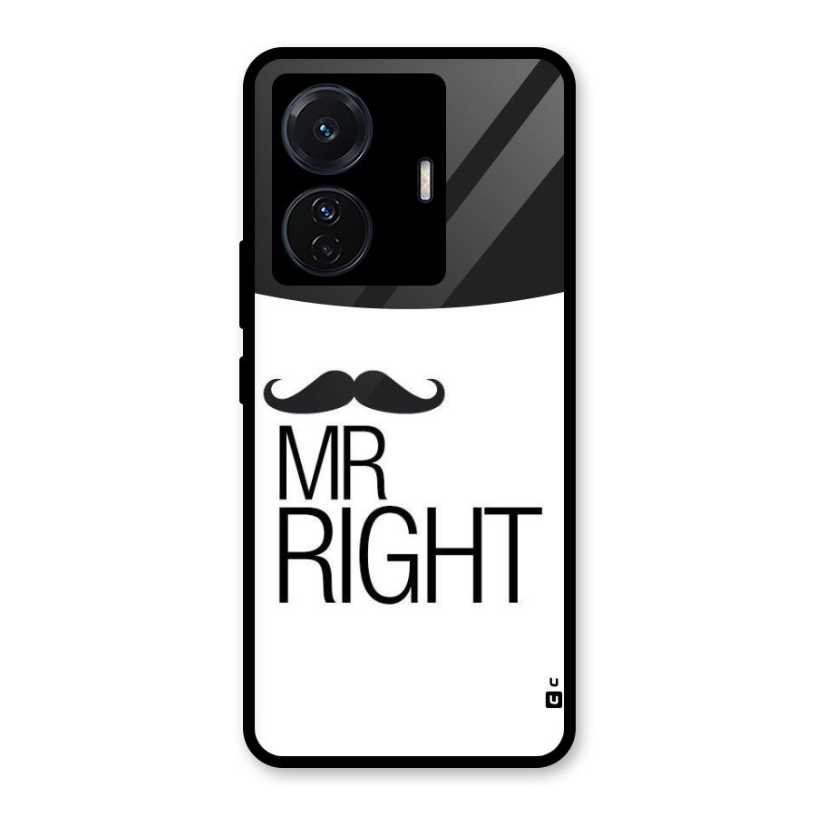 Mr. Right Moustache Glass Back Case for Vivo T1 Pro