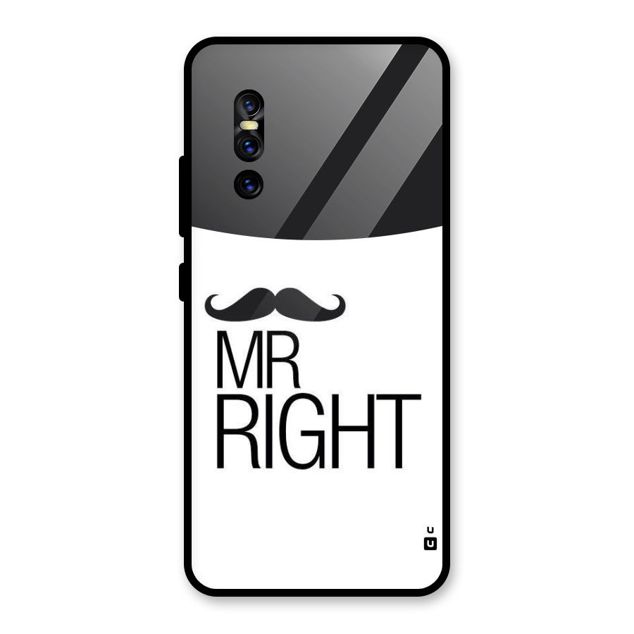 Mr. Right Moustache Glass Back Case for Vivo V15 Pro