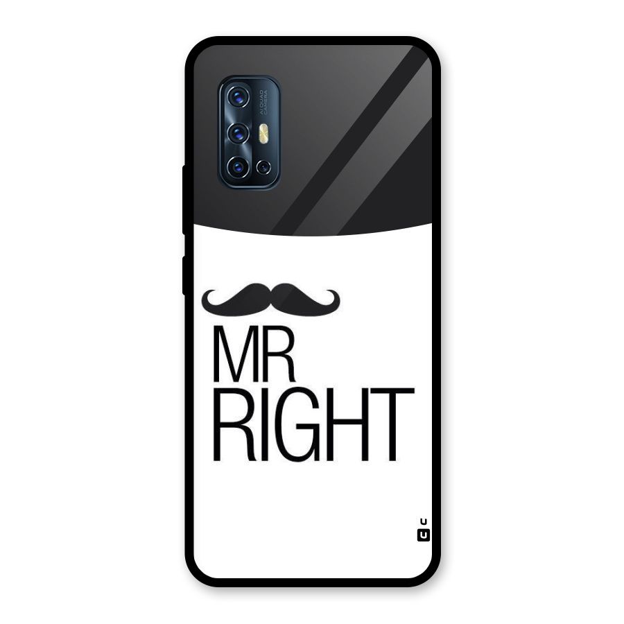 Mr. Right Moustache Glass Back Case for Vivo V17