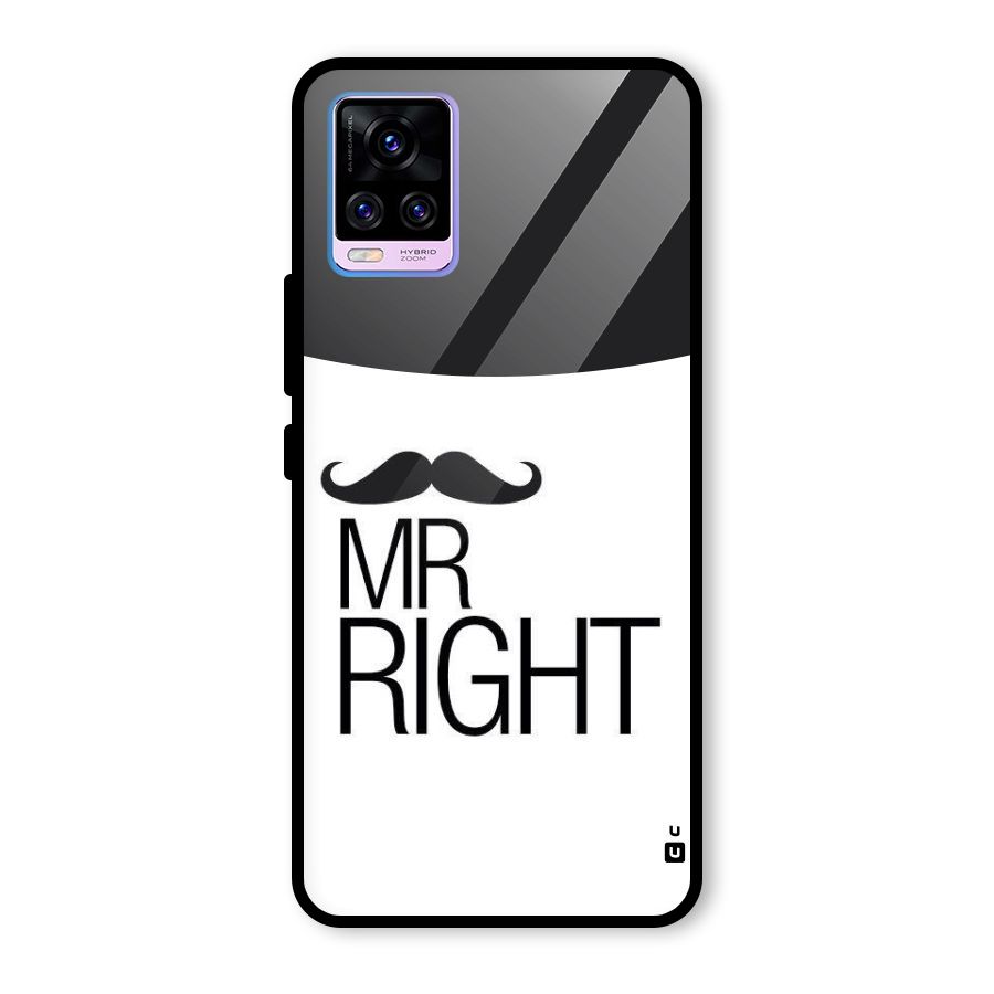 Mr. Right Moustache Glass Back Case for Vivo V20 Pro