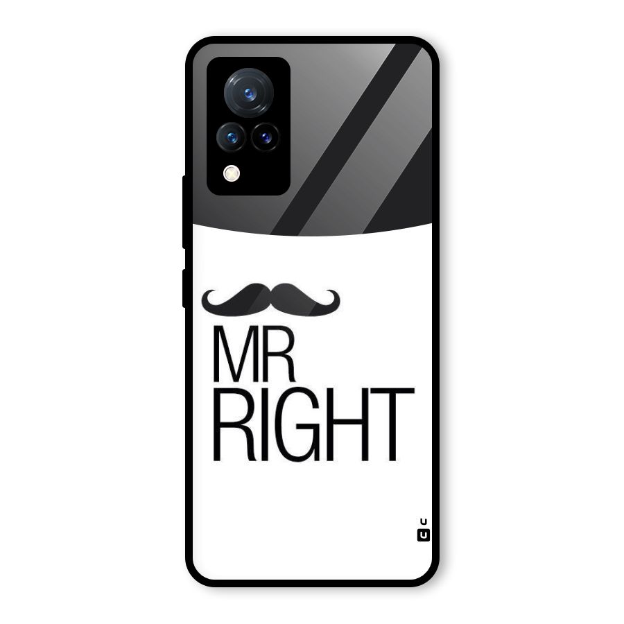 Mr. Right Moustache Glass Back Case for Vivo V21 5G