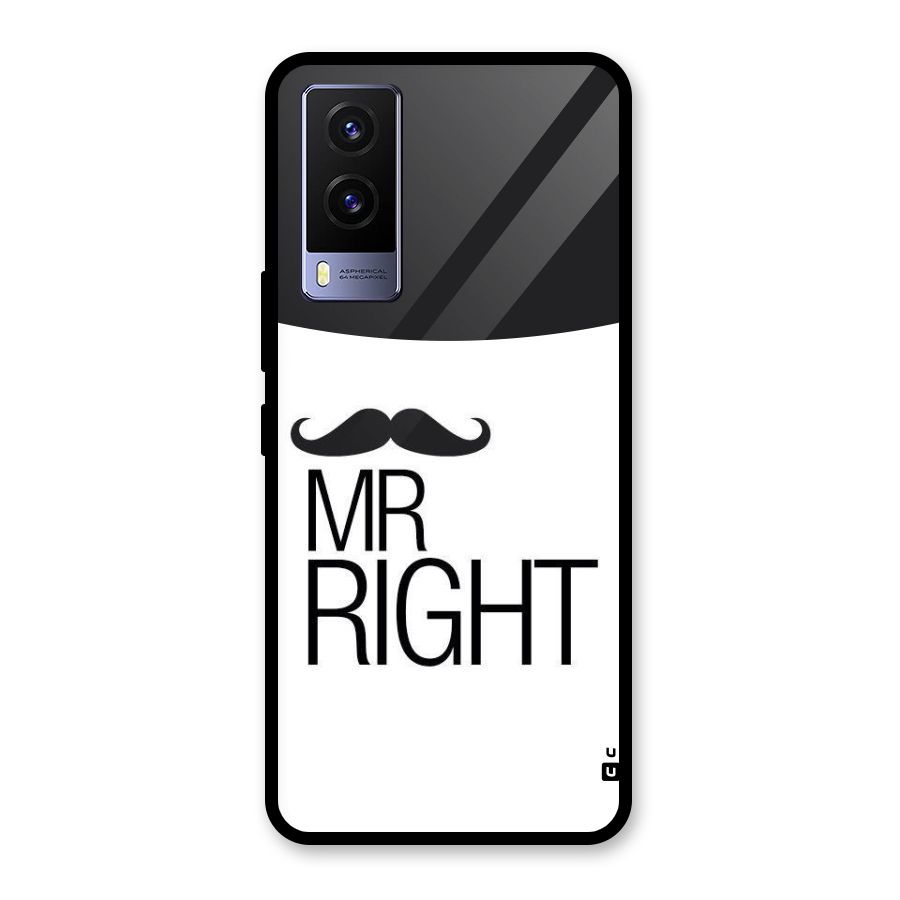 Mr. Right Moustache Glass Back Case for Vivo V21e 5G