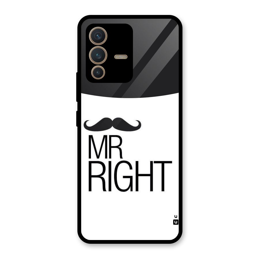 Mr. Right Moustache Glass Back Case for Vivo V23 5G