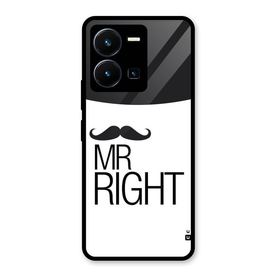 Mr. Right Moustache Glass Back Case for Vivo Y35
