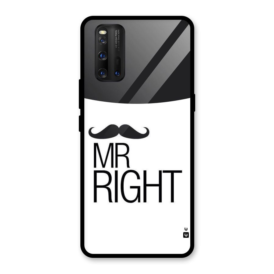 Mr. Right Moustache Glass Back Case for Vivo iQOO 3