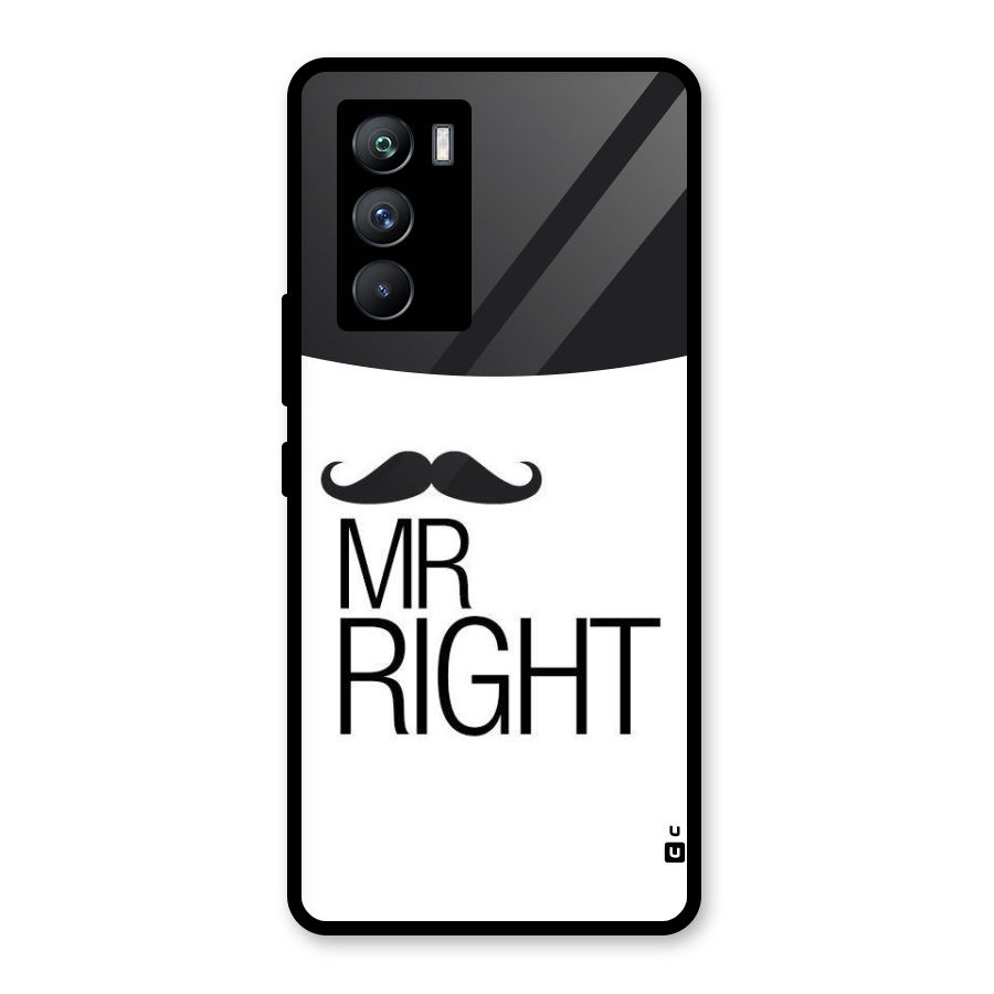 Mr. Right Moustache Glass Back Case for Vivo iQOO 9 SE