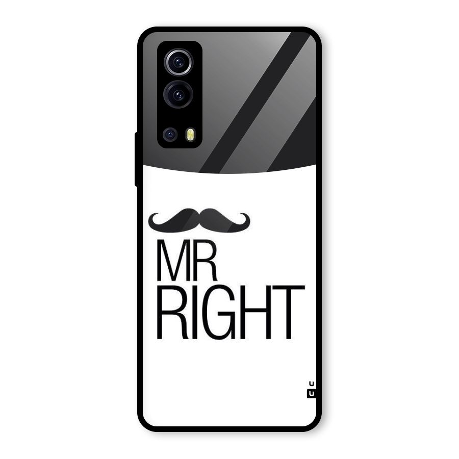 Mr. Right Moustache Glass Back Case for Vivo iQOO Z3