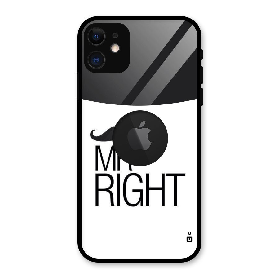 Mr. Right Moustache Glass Back Case for iPhone 11 Logo Cut