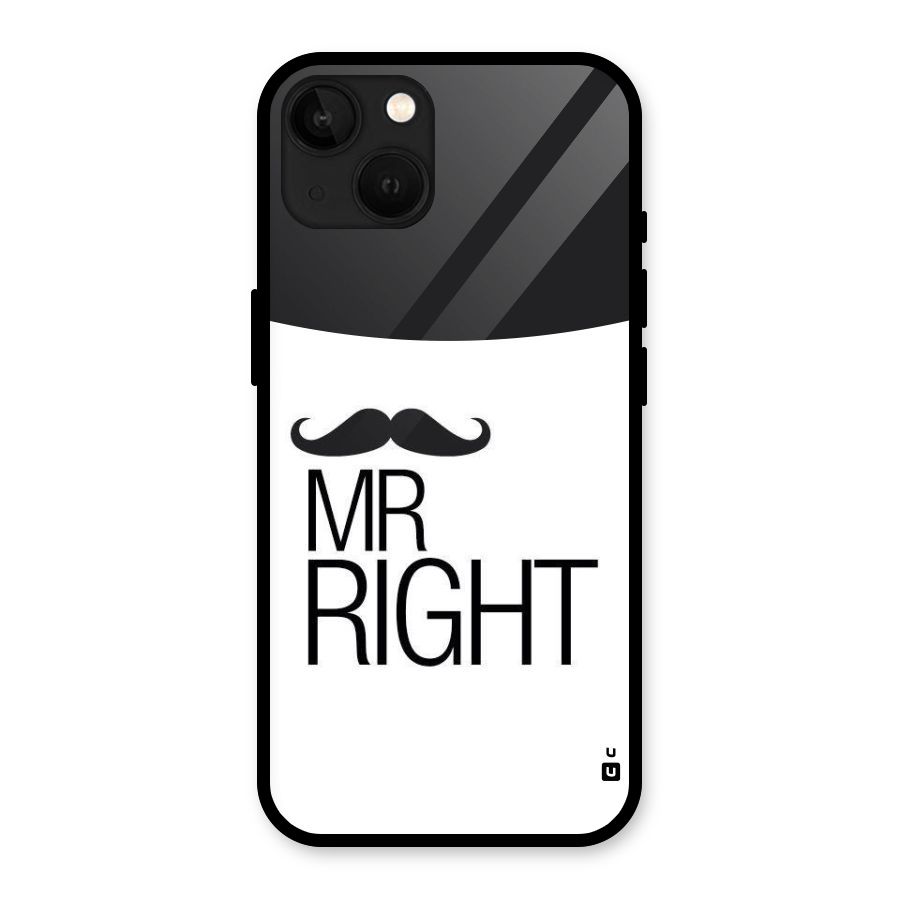 Mr. Right Moustache Glass Back Case for iPhone 13