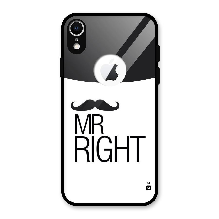 Mr. Right Moustache Glass Back Case for iPhone XR Logo Cut