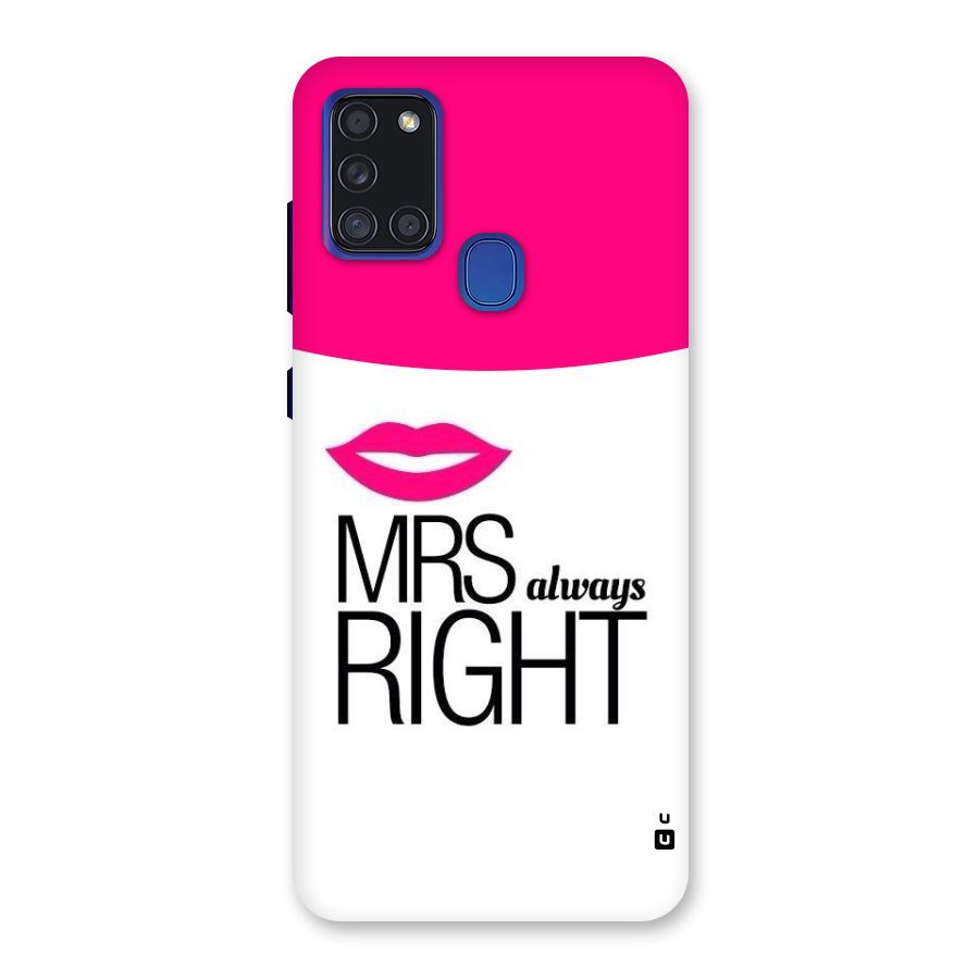 Mrs always right Back Case for Galaxy A21s