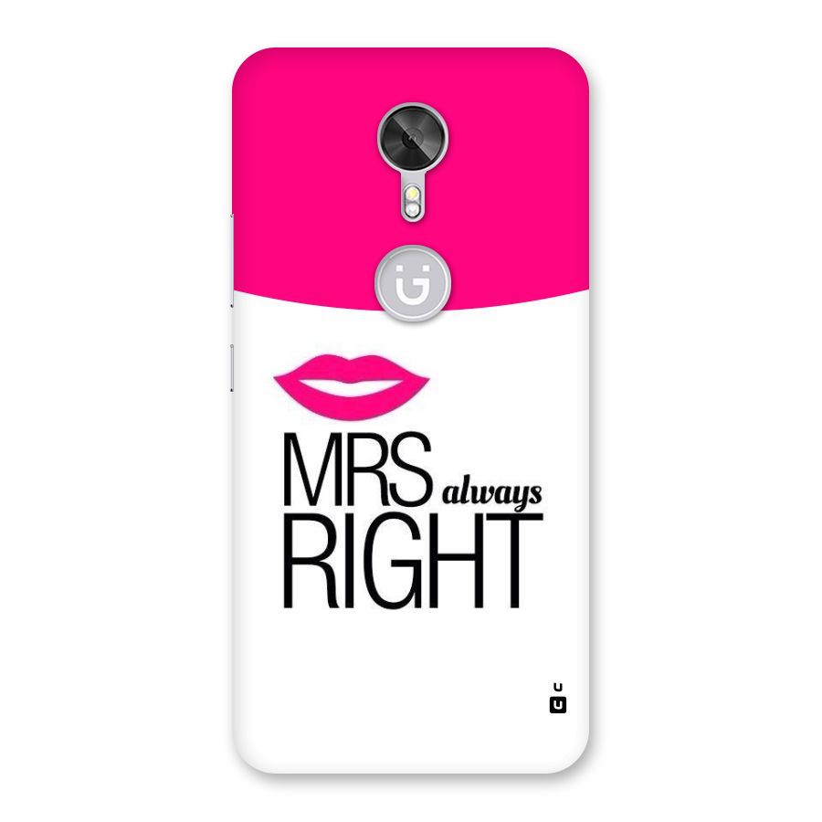 Mrs always right Back Case for Gionee A1