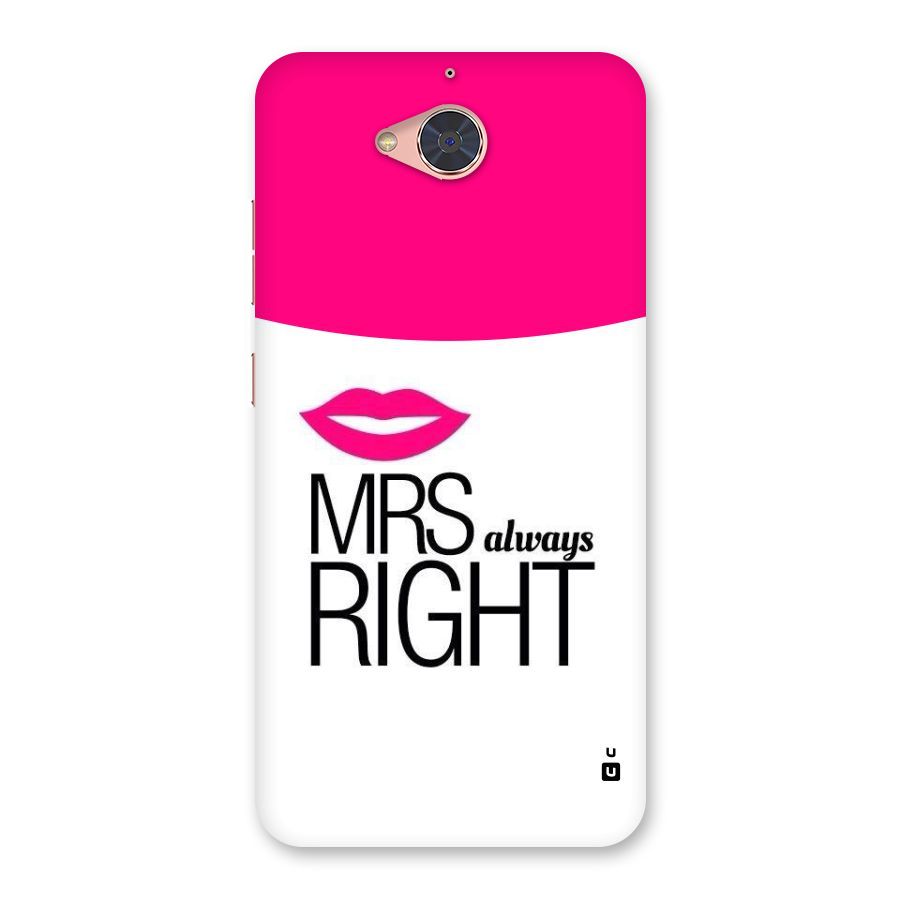 Mrs always right Back Case for Gionee S6 Pro