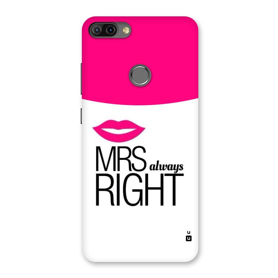 Mrs always right Back Case for Infinix Hot 6 Pro