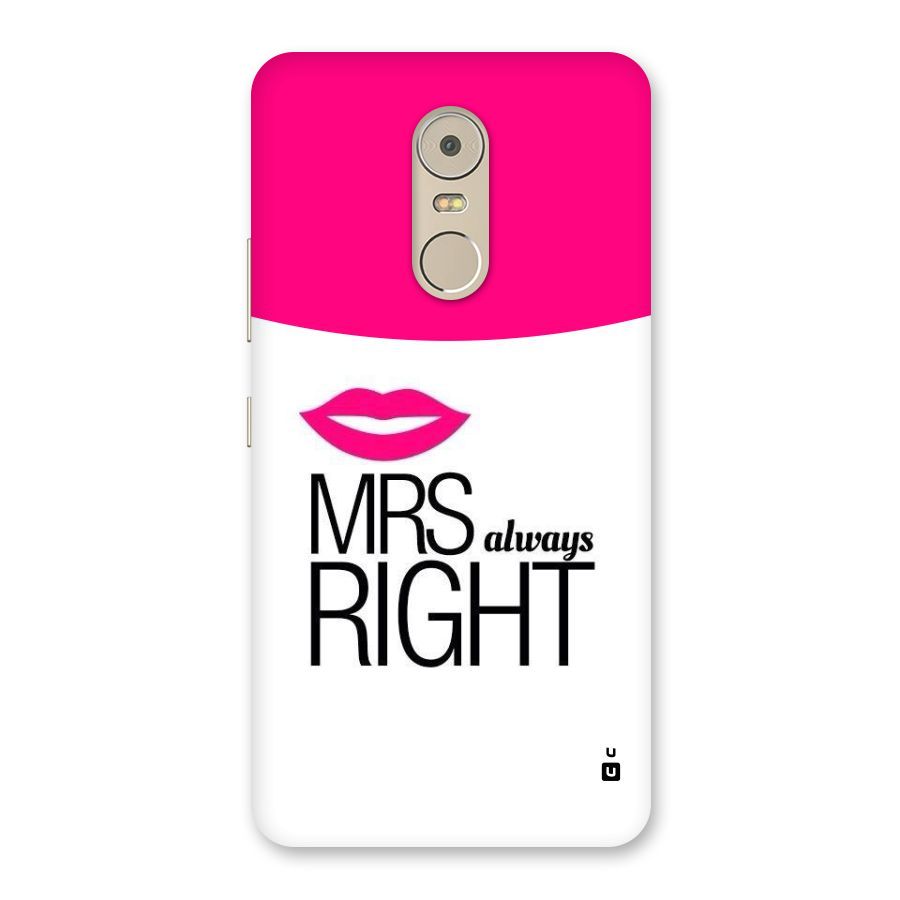 Mrs always right Back Case for Lenovo K6 Note