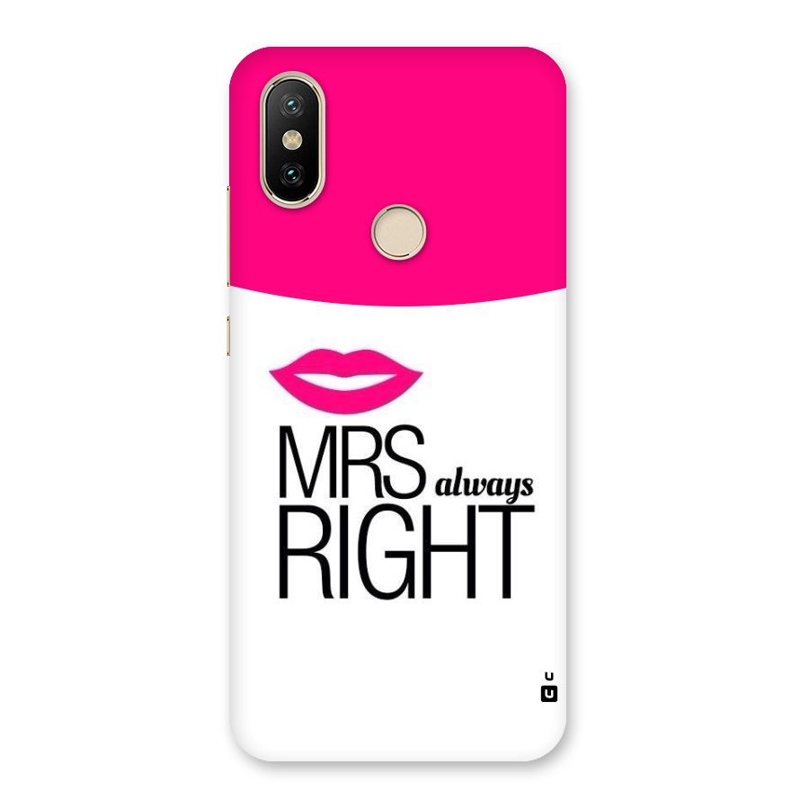 Mrs always right Back Case for Mi A2
