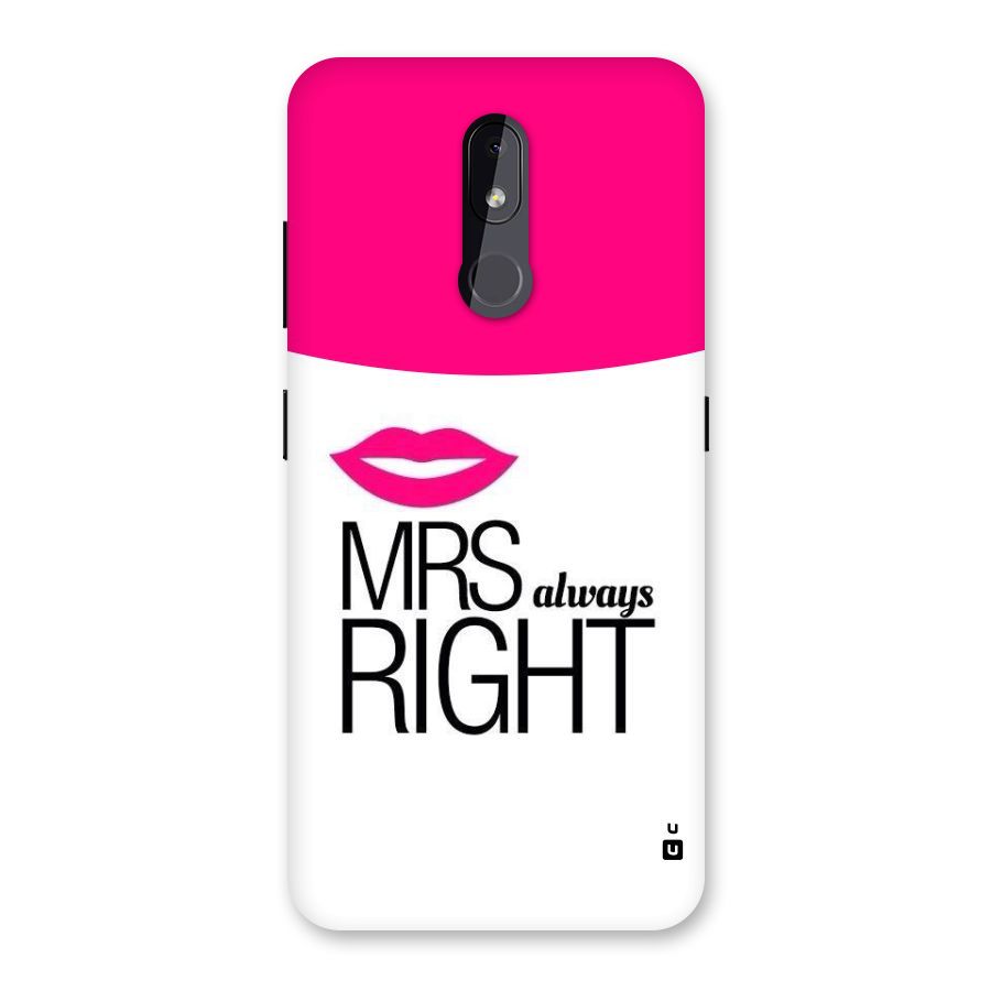 Mrs always right Back Case for Nokia 3.2