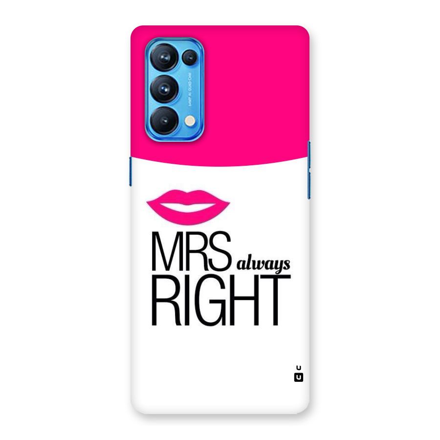Mrs always right Back Case for Oppo Reno5 Pro 5G