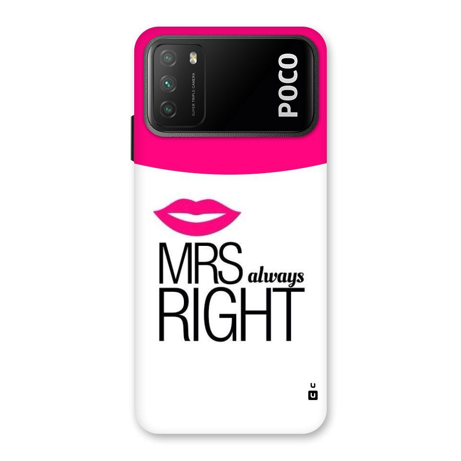 Mrs always right Back Case for Poco M3