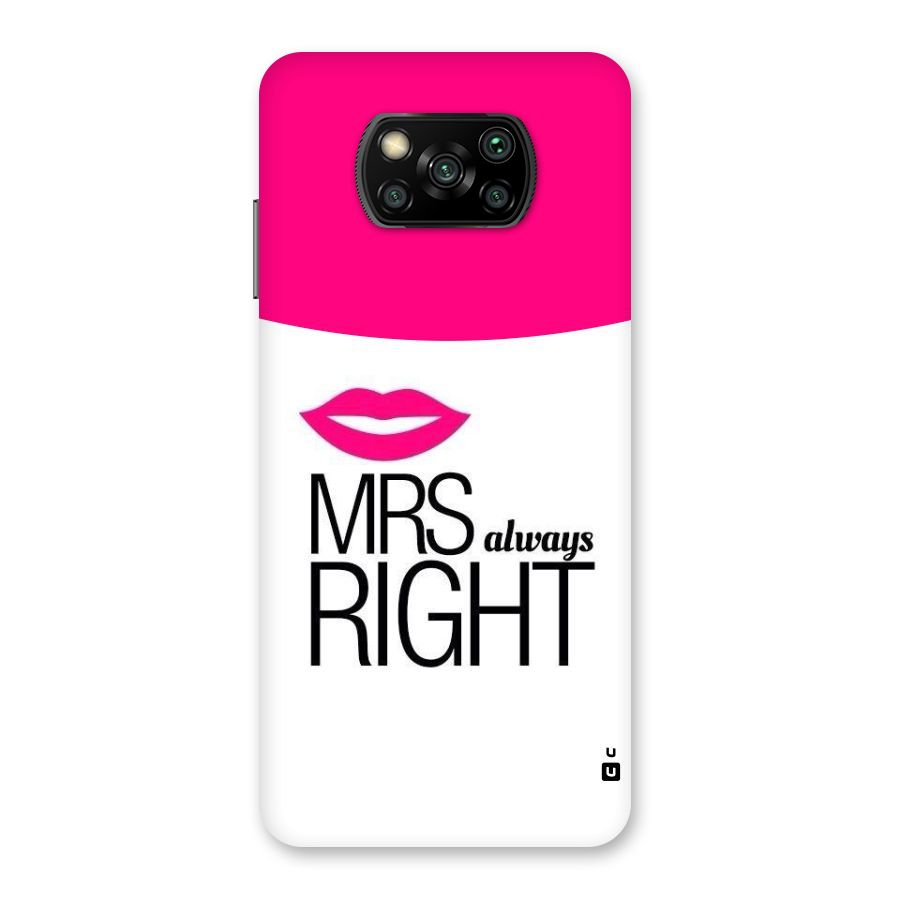 Mrs always right Back Case for Poco X3