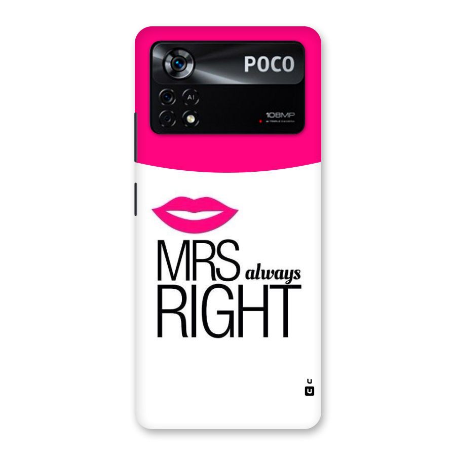 Mrs always right Back Case for Poco X4 Pro 5G