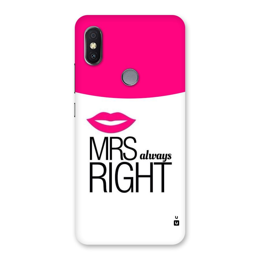 Mrs always right Back Case for Redmi Y2