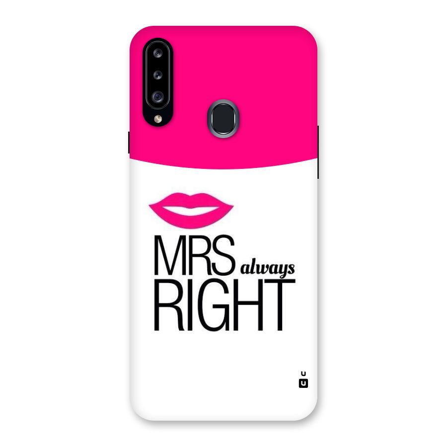 Mrs always right Back Case for Samsung Galaxy A20s