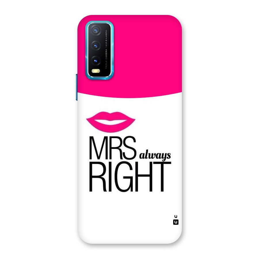Mrs always right Back Case for Vivo Y20A