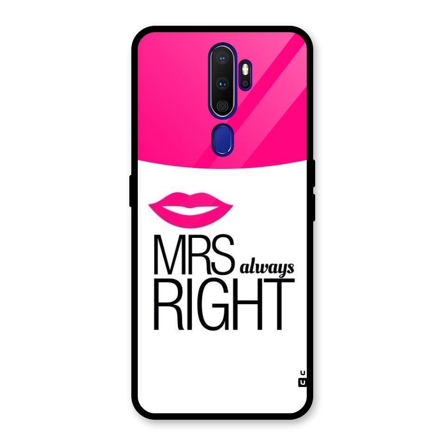 Mrs always right Glass Back Case for Oppo A9 (2020)