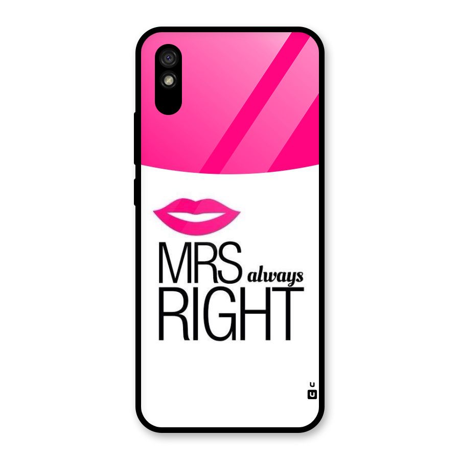 Mrs always right Glass Back Case for Redmi 9A