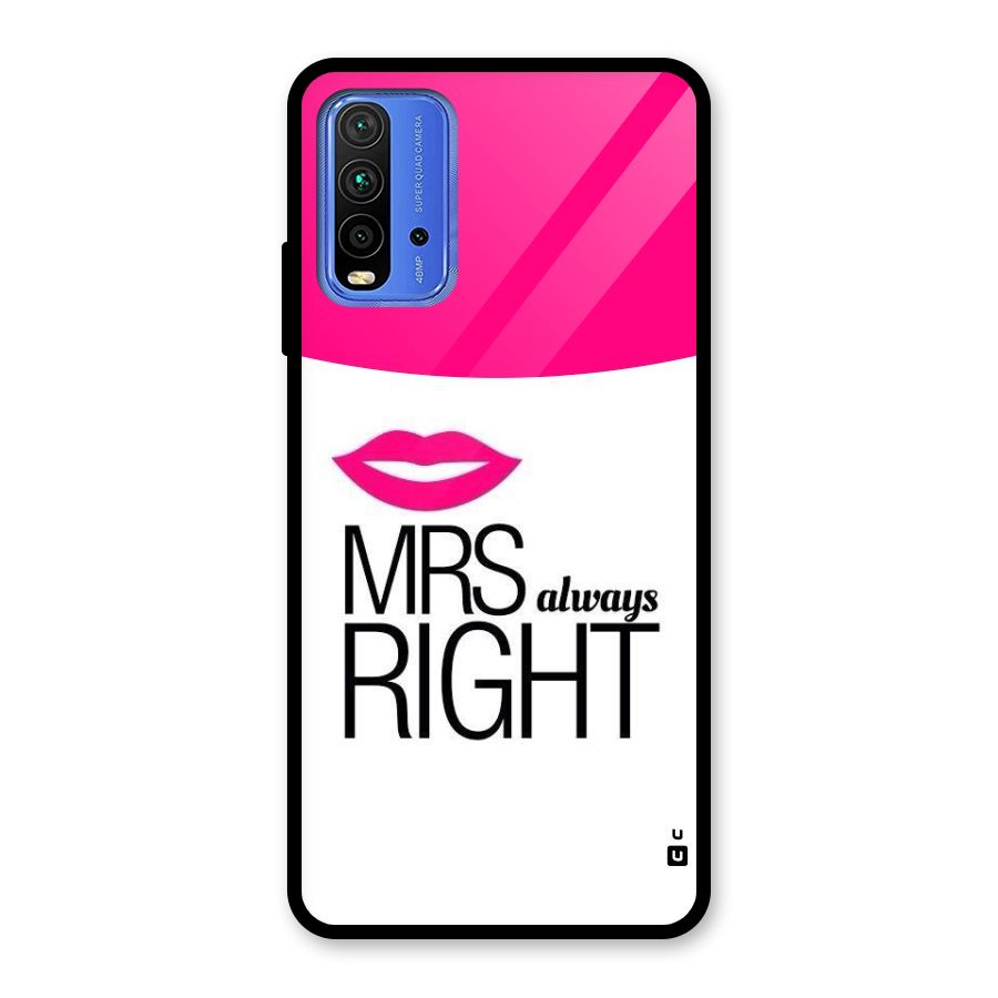 Mrs always right Glass Back Case for Redmi 9 Power