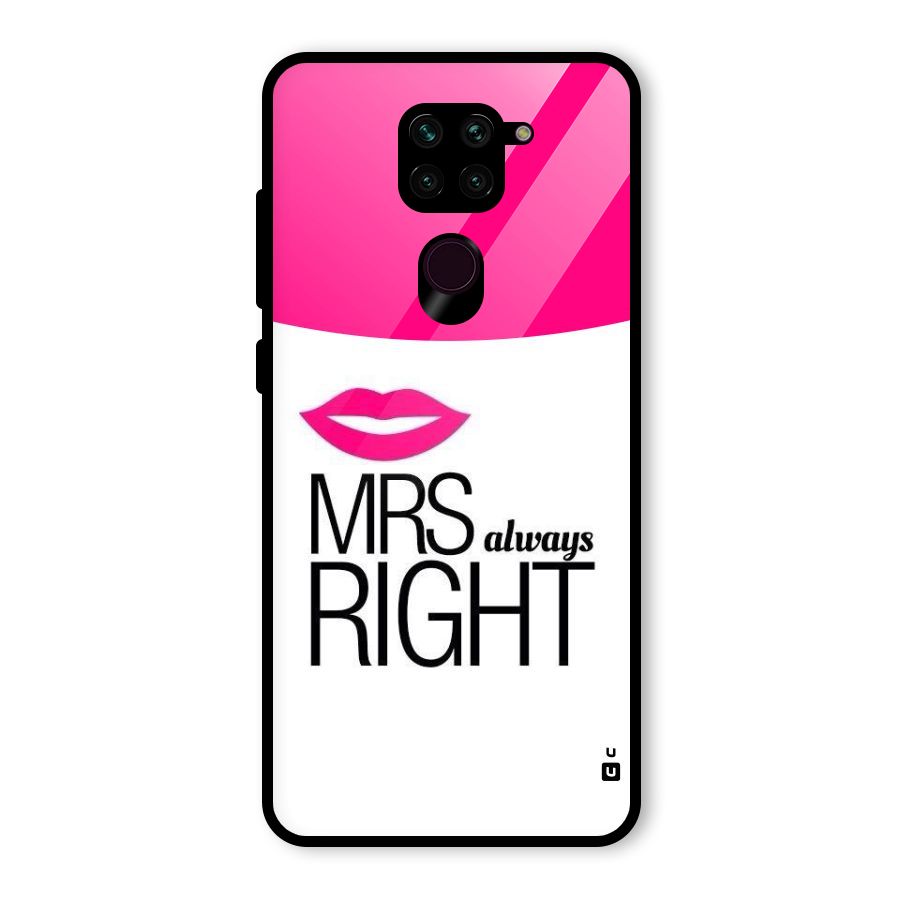 Mrs always right Glass Back Case for Redmi Note 9