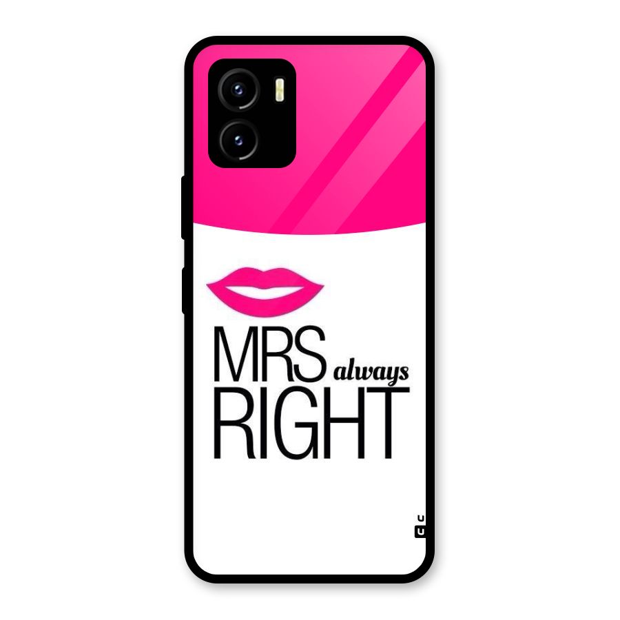 Mrs always right Glass Back Case for Vivo Y15s