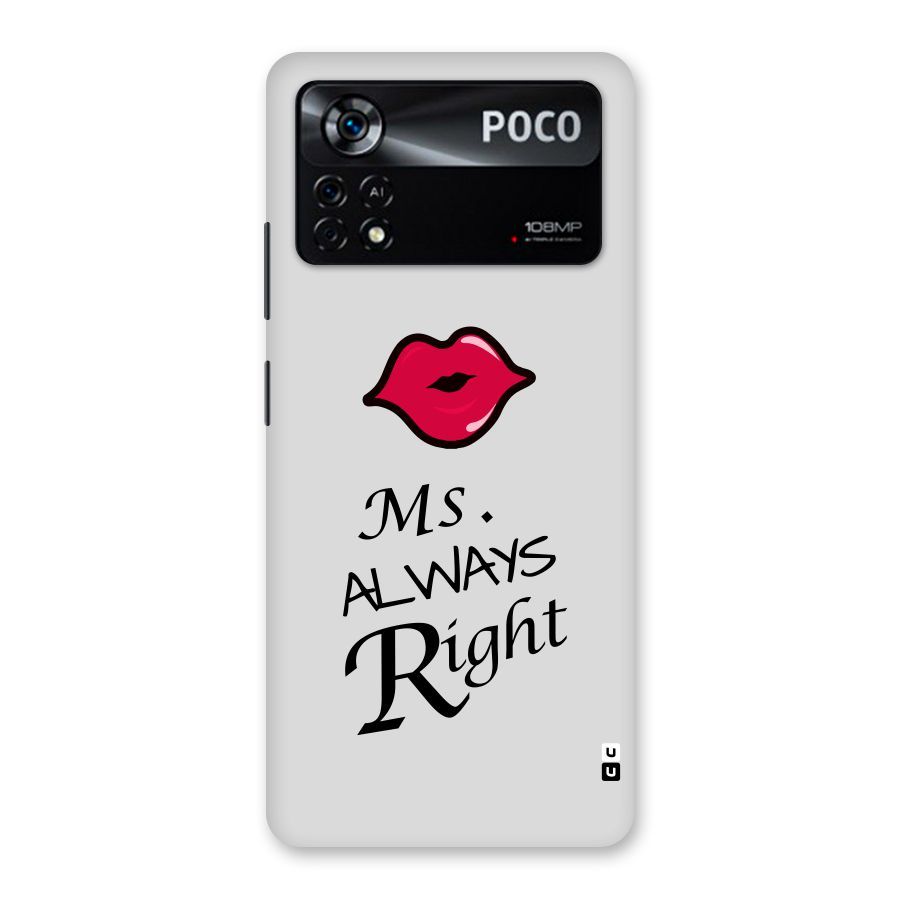 Ms. Always Right. Back Case for Poco X4 Pro 5G