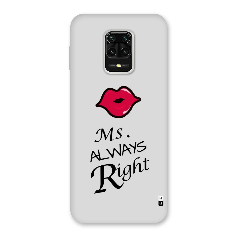 Ms. Always Right. Back Case for Redmi Note 9 Pro