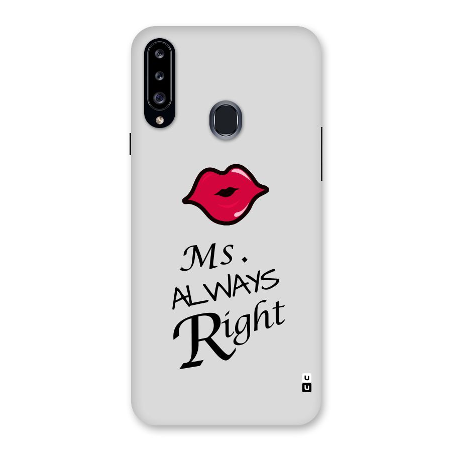 Ms. Always Right. Back Case for Samsung Galaxy A20s