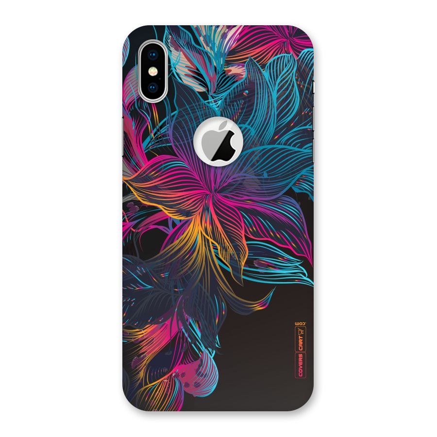 Multi-Colour Flowers Back Case for iPhone X Logo Cut