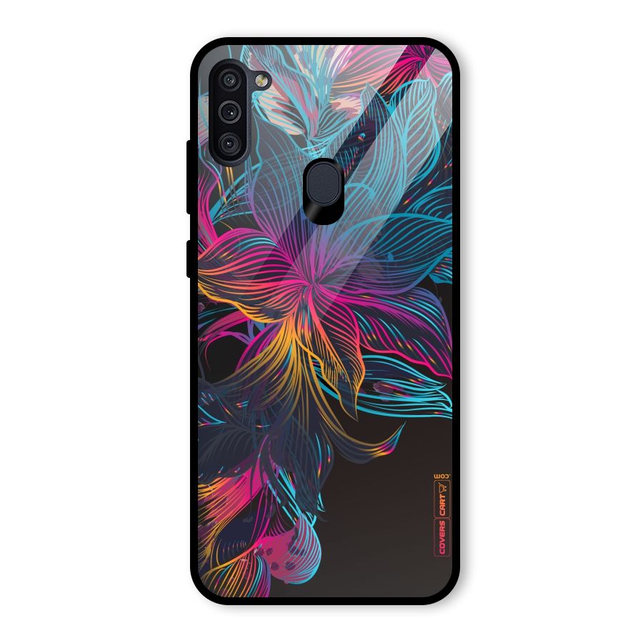 Multi-Colour Flowers Glass Back Case for Galaxy M11