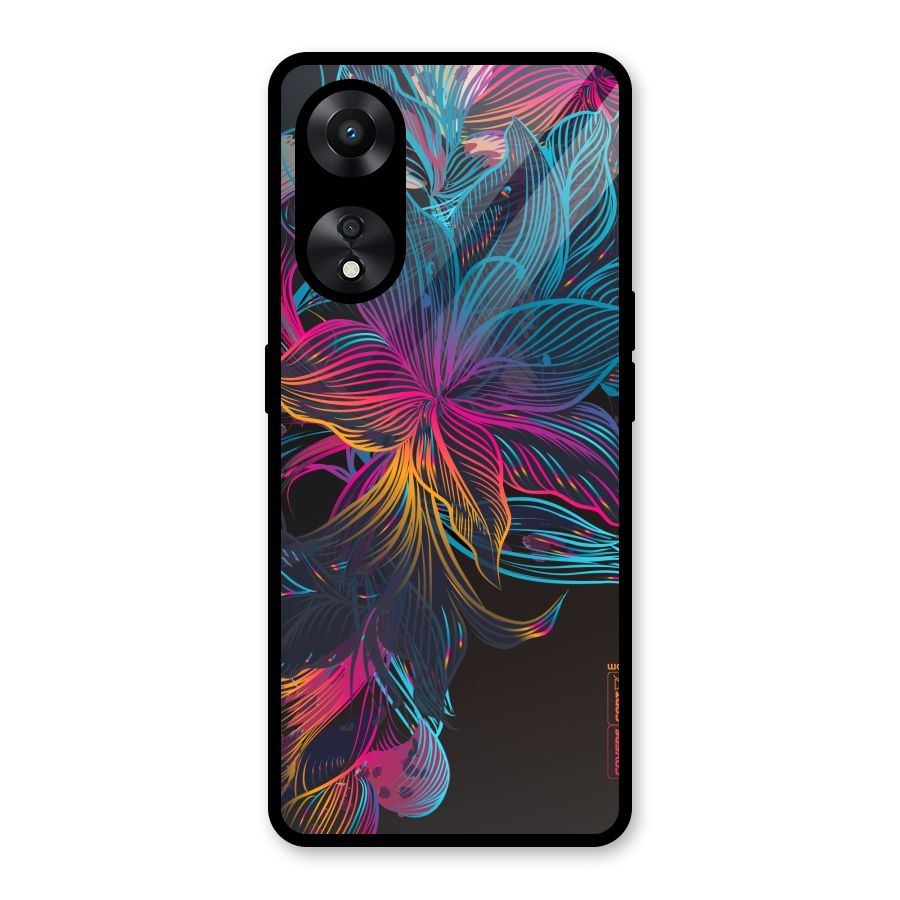 Multi-Colour Flowers Glass Back Case for Oppo A78